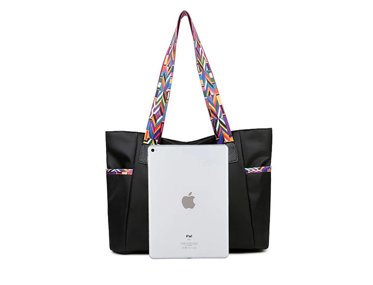 aliwood New Large Capacity Nylon Women Shoulder Bags Simple Colorful Shoulder Strap Waterproof Casual Tote Shopping Bag Handbags