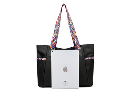 aliwood New Large Capacity Nylon Women Shoulder Bags Simple Colorful Shoulder Strap Waterproof Casual Tote Shopping Bag Handbags
