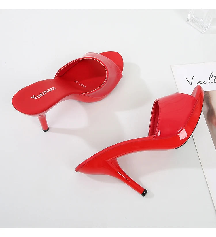 Women Shoes Sandals 2020 Summer Outside Slippers High Heels 9cm sexy High Platform Open Toe Stiletto Ladies Slides Party shoes