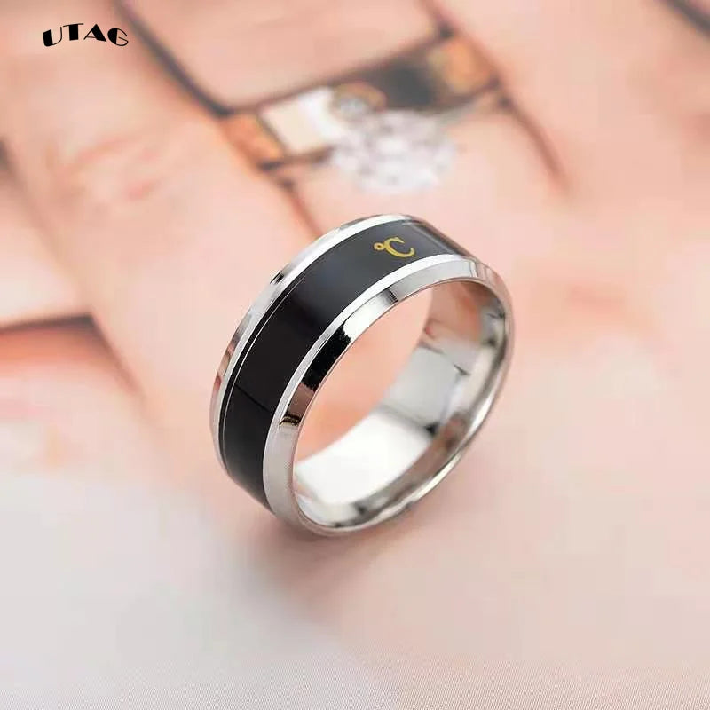 UTAG Smart Sensor Body Temperature Ring Stainless Steel Fashion Display Real-time Temperature Test Finger Rings