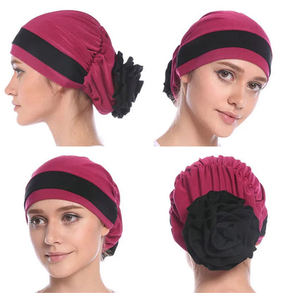 H133 Forehead two colors Turban hijab Stretch Inner Hijabs Full cover Caps Ready To Wear Women Head Scarf Under Hijab Bo