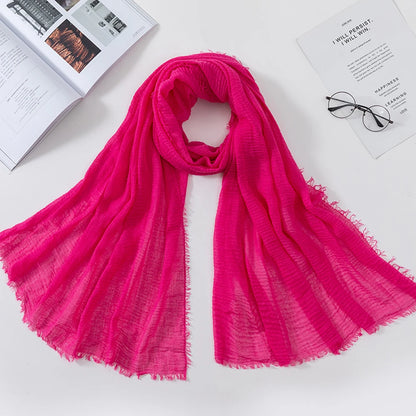 2026 Muslim Fashion Women Crinkle Hijab Scarf Soft Solid Head Scarves Turban Shawls and Wraps Hijab femme musulman kopftuch
