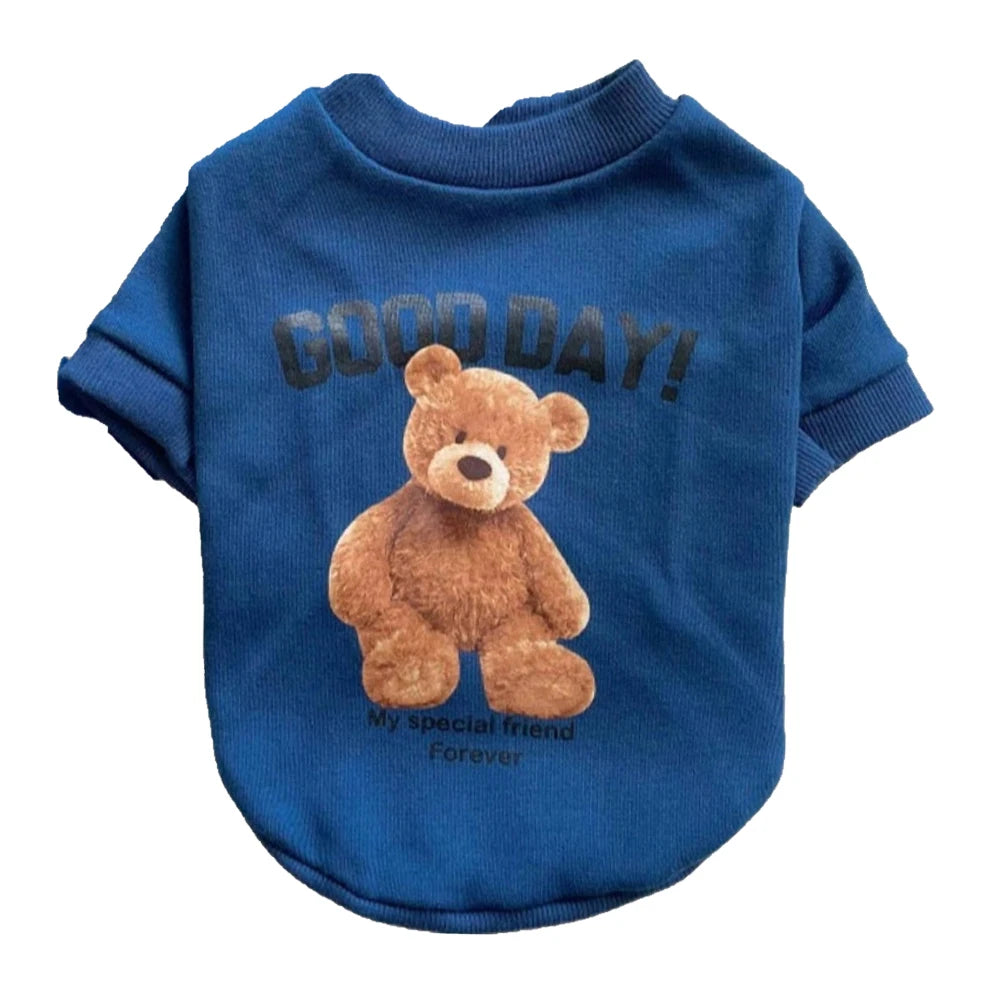 Autumn Winter Puppy Hoodie Clothing Cartoon Bear T Shirt Vest Cat Sweater with Pocket Big Dog Sport Shirt Pet Vest Pet Clothes