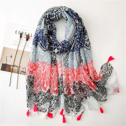 2020 New Fashion Print Summer Women cotton Scarf Polka Dot Beach Hijab Shawls and Wraps Female Foulard Echarpe Designer Bandana
