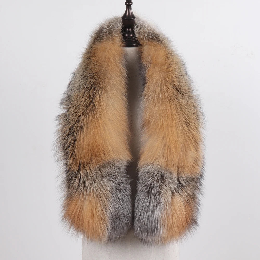 New Winter Lady Natural Luxury Real Fox Fur Scarf Shawl Full Pelt Warm Soft 100% Genuine Fox Fur Scarves Women Real Fur Muffler