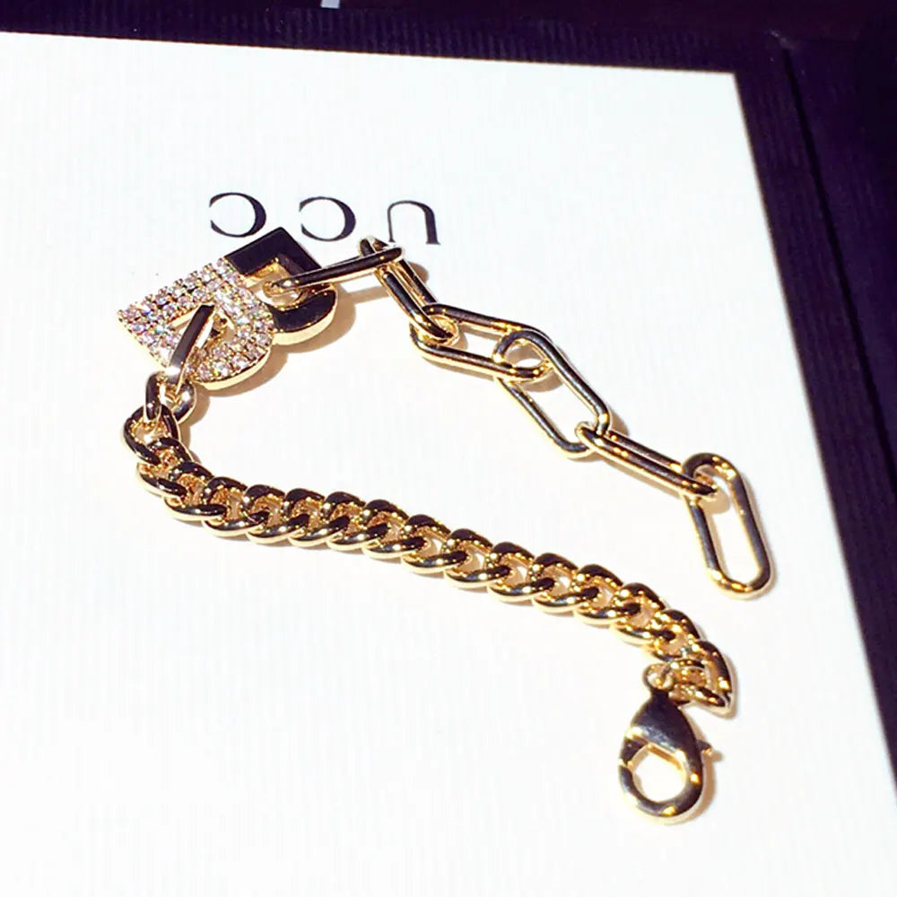 New Fashion Japan Korea Super Shine Rhinestone Word Bracelets Temperament Charm Bracelets on Hand Luxury Jewelry Accessories