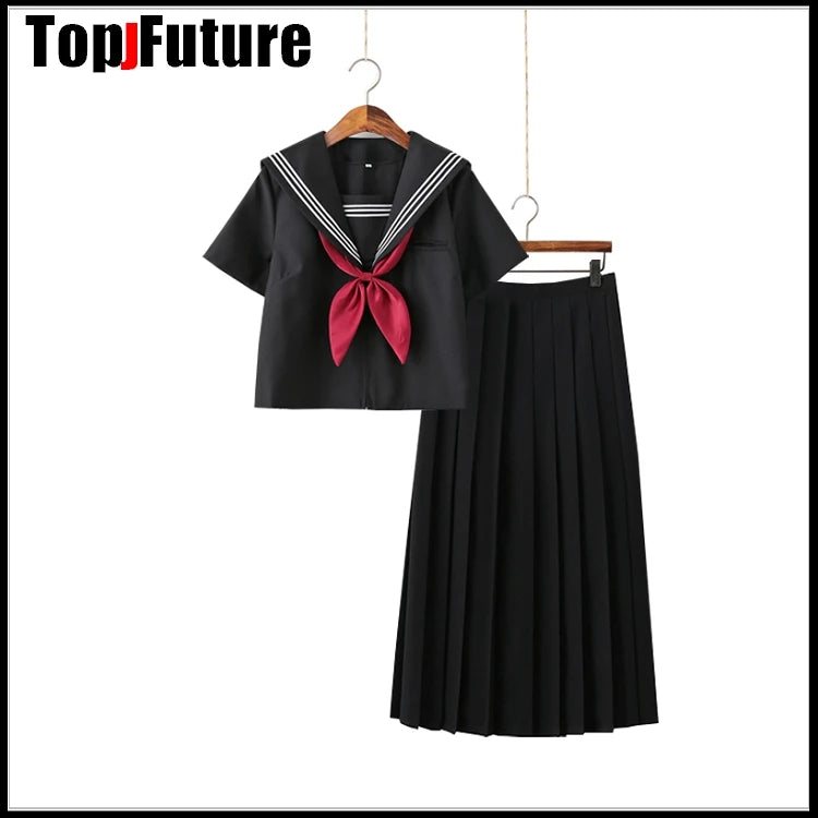 Basic JK uniform dress orthodox black Guanxi Lapel improved white three sailor suit Japanese summer student TOP SHIRT