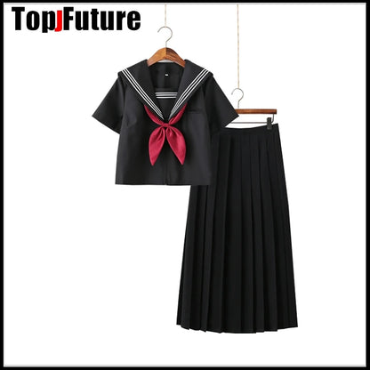 Basic JK uniform dress orthodox black Guanxi Lapel improved white three sailor suit Japanese summer student TOP SHIRT