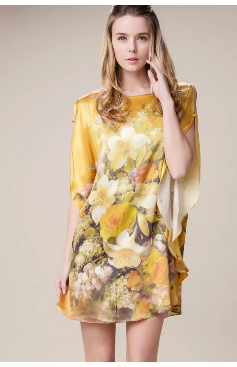 100% Mulberry Silk Nightgowns For Women  Long   Silk Nightdress  Real Silk sleepwear  Ladies Female   Gift Loose Large Free size