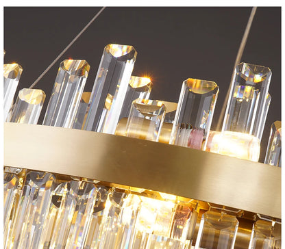 LED Postmodern Golden Chrome Silver Round Oval Crystal Chandelier Lighting Suspension Luminaire Lampen For Dinning Room