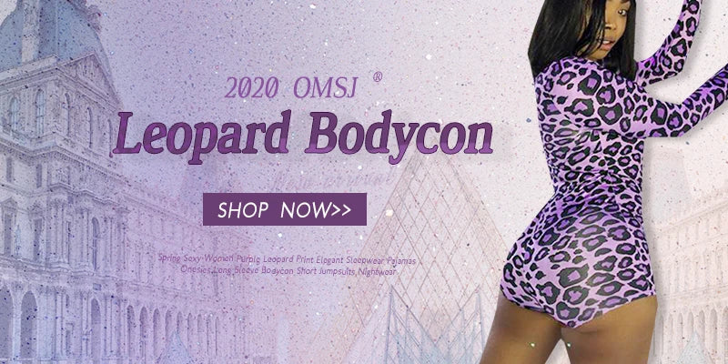 OMSJ 2024 Rompers Women Sleepwear Sky Blue Leopard Print Long Sleeve Short Jumpsuit Sexy Onesie For Adult Female Nightwear S-3XL