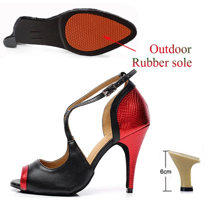 Latin Dance Shoes For Women Tango Salsa Dance Shoes for Girls High Heels 10cm Gold Red Summer Sandals for Women Dance Shoes