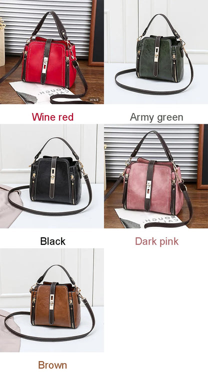 New Arrival PU Leather Bucket Shoulder Bags for Women Solid Color Crossbody Small Handbag Zipper Phone Purse Messenger Bag Pouch