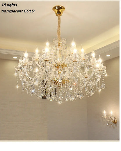Modern European Style Gold/Silver Clear Crystal Chandelier K9 Hanging Light Fixture Clear Crystal Home Lighting Decor