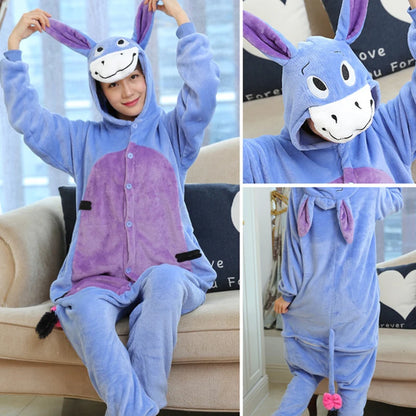 Adults and Children's Kigurumi Animal Onesies Unicorn Bear Pajamas Cartoon Frog Panda Women Men Warm Flannel Hooded Sleepwear