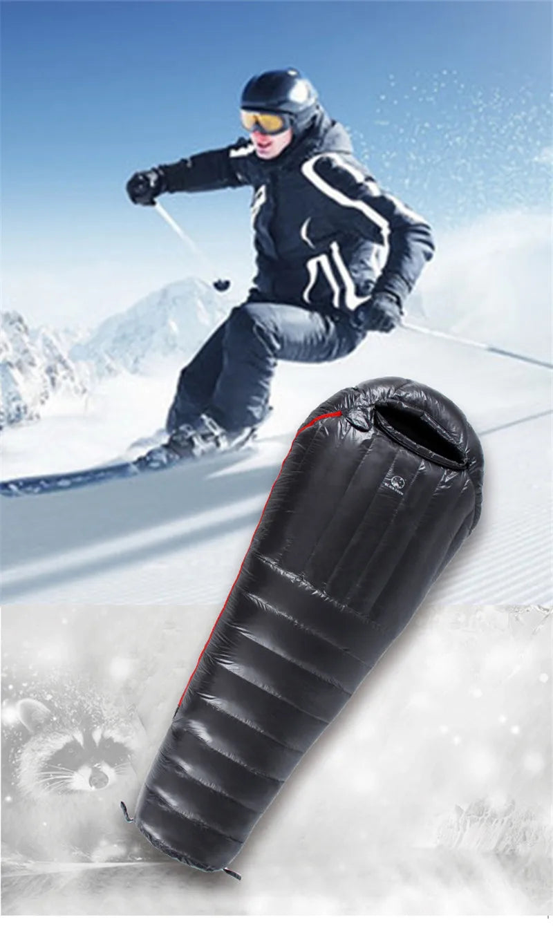 Upgraded High-grade White Goose Down Camping Sleeping Bag with Water Repellent Treatment Warm Insulated Fit for Cold Weather