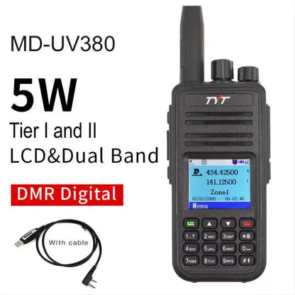 TYT MD-UV380 DMR Digital Two Way Radio Dual Band 136-174Mhz & 400-480MHz MD-380 Dual Time Slot Transceiver Walkie Talkie + USB
