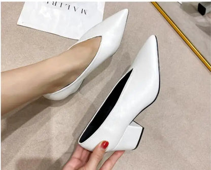 Sandals Luxury Brand Sexy Dress Shoes Elegant Chunky High Heeeled Pumps Sexy Pointed Toe Evening Shoes Women Shoes V Cut Shoes