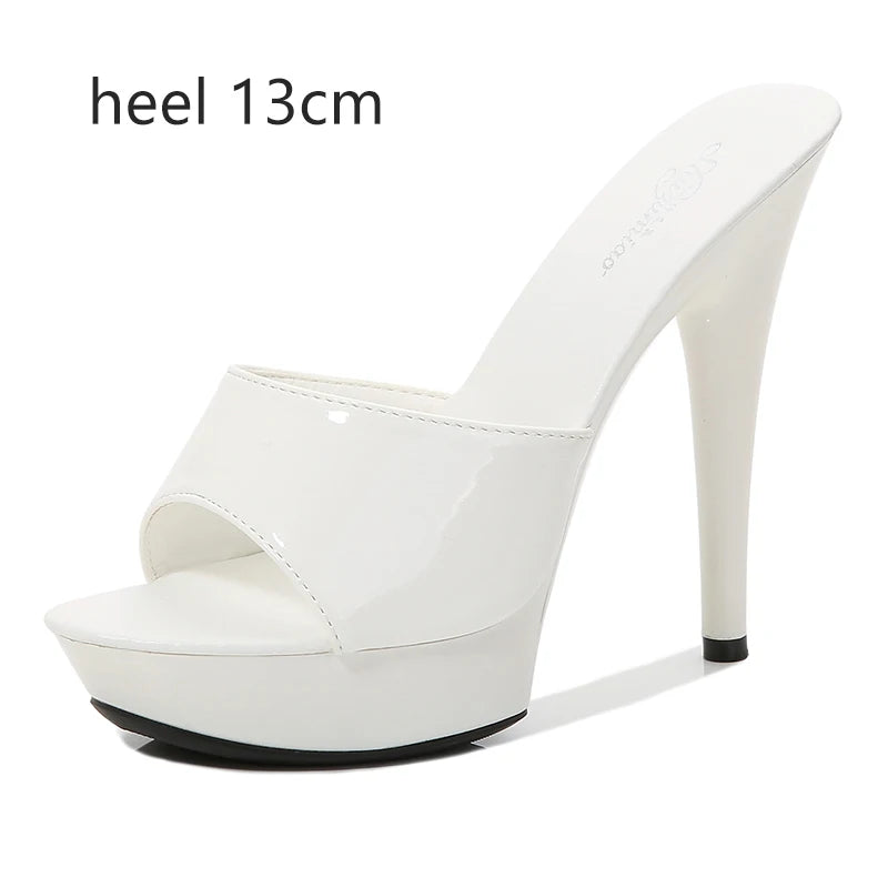 Women Shoes Sandals 2020 Summer Outside Slippers High Heels 9cm sexy High Platform Open Toe Stiletto Ladies Slides Party shoes