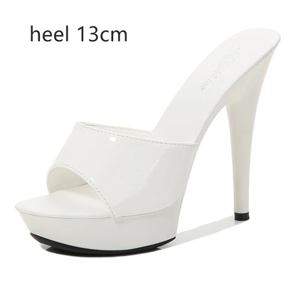 Women Shoes Sandals 2020 Summer Outside Slippers High Heels 9cm sexy High Platform Open Toe Stiletto Ladies Slides Party shoes