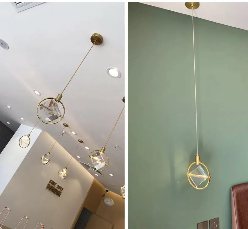 Crystal Led Pendant Lights Kitchen Fixture Suspension Bedside Hanging Lamp Nordic Loft Living Room Dining Room Indoor Home Decor