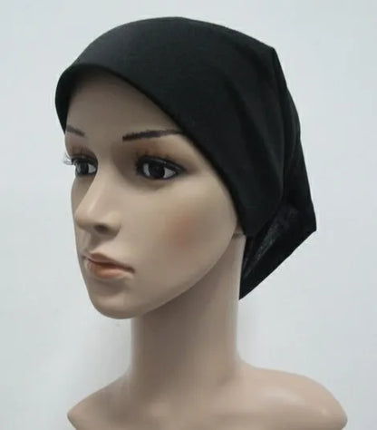 H066 Plain tube hat with cardboard underscarf Muslim Turban Pure Color Stretch Inner Hijabs Women Head Scarf Under Hijab Bonnet