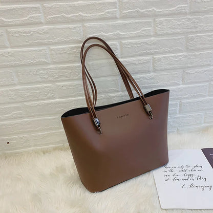 Solid Color Women's PU Leather Handbag and Purse Luxury Large Capacity Fashion Shoulder Bags Female Designer Shopping Tote Bags