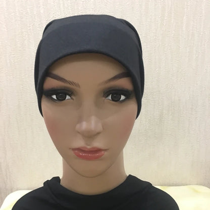 H066 Plain tube hat with cardboard underscarf Muslim Turban Pure Color Stretch Inner Hijabs Women Head Scarf Under Hijab Bonnet
