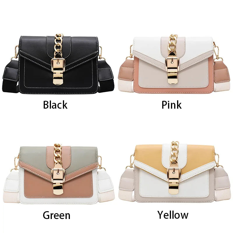Yogodlns Small Summer Contrast Color PU Leather Crossbody Bags For Women New  Chain Shoulder Messenger Handbags Lady Hand Bag