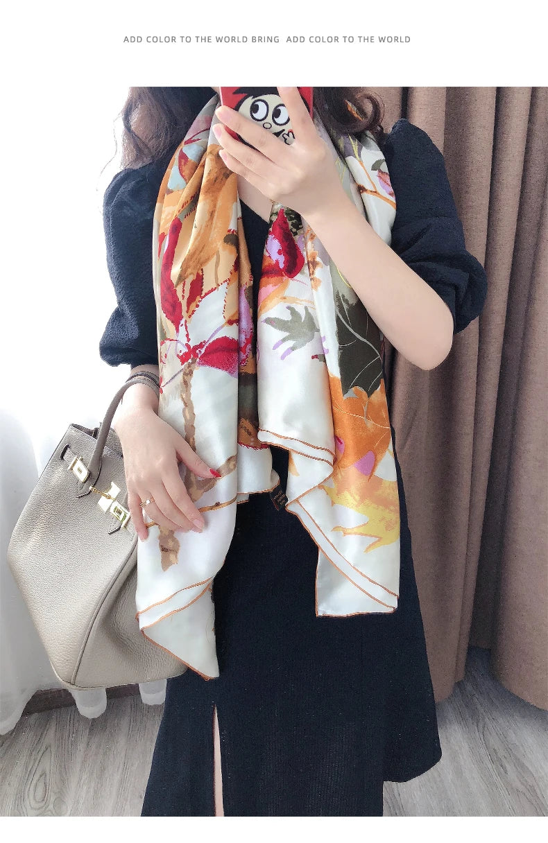 16MM  multi-color silk scarf for women in spring  autumn, gorgeous all-match mulberry 100% mulberry silk Square  scarf, shawl