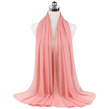 Muslim Chiffon Hijab Scarf Women Long Solid Color Head Wrap For Women Hijabs Scarves Ladies Muslim Veil Jersey Hijabs