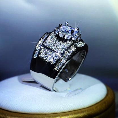 925 Sterling Silver Hot Luxury AAA White Zircon Engagement Rings For Women Men Trendy Female Male Jewelry Birthday Wedding Party
