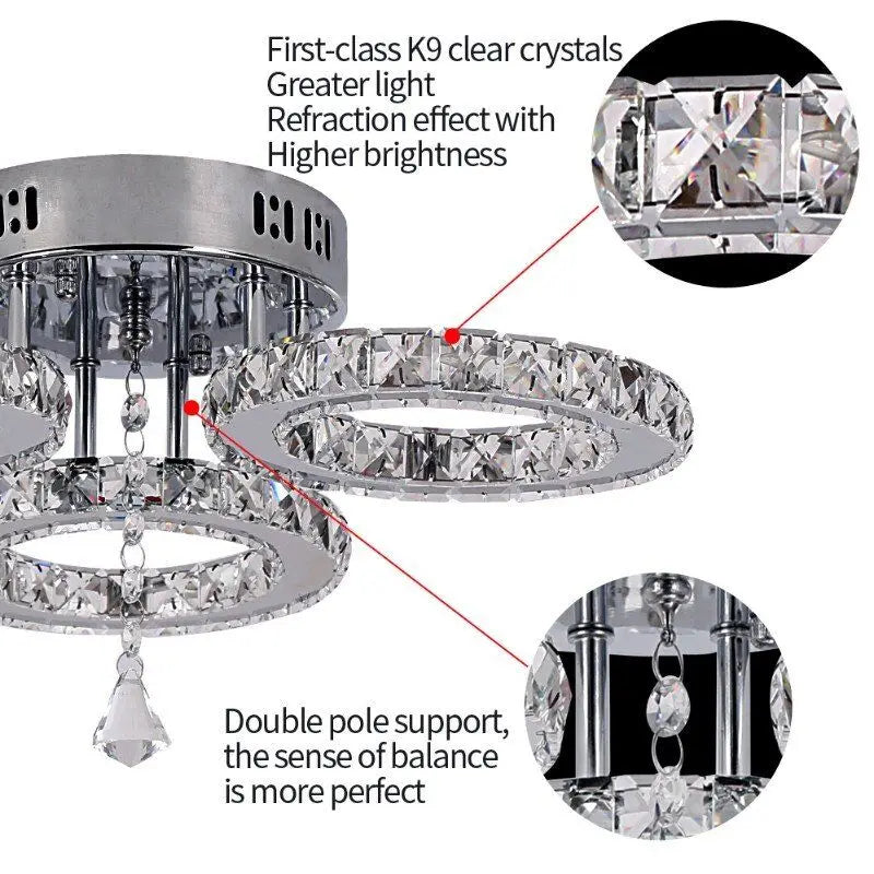 Modern Pendant Light Led Crystal Ring Ceiling Lamp Living Dining Room Chandelier Lustre Bedroom Luxury Home Decor Fixture Lumina