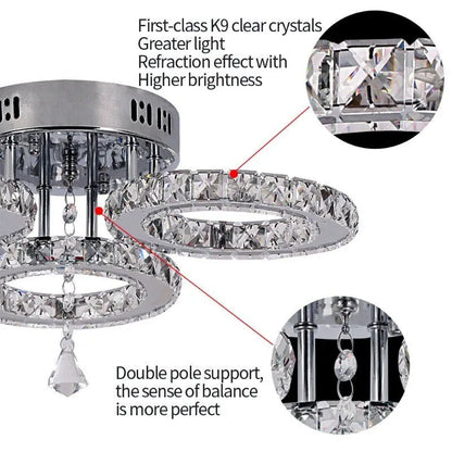 Modern Pendant Light Led Crystal Ring Ceiling Lamp Living Dining Room Chandelier Lustre Bedroom Luxury Home Decor Fixture Lumina