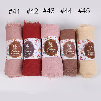 12pcs/lot Plain Wrinkle Wrap Cotton Viscose Long Shawl Scarf Women Crinkle Hijab Shawl Muslim Head Hijab scarf wholesale