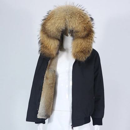 OFTBUY Waterproof Men Bomber Parka Winter Jacket Natural Real Raccoon Fox Fur Coat Collar Hooded Rabbit Liner Streetwear