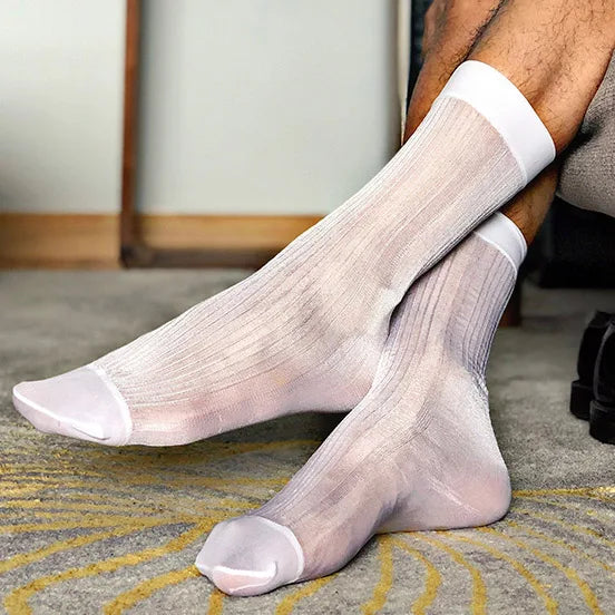 Dress Tube Socks Man Sheer Stockings Men Ultra Thin Erotic Formal Wear Socks Man Sexy Transparent Business Socks