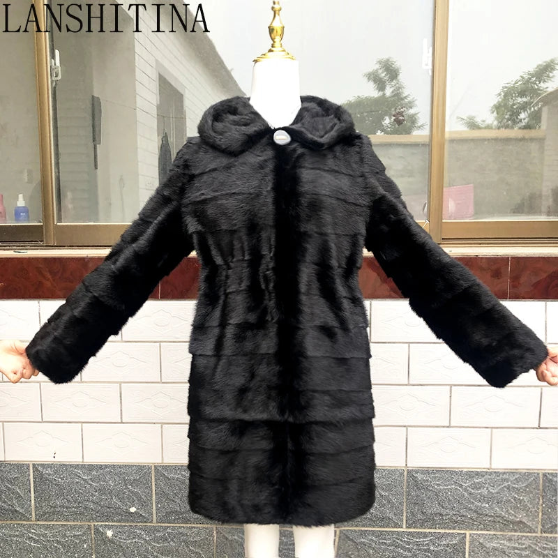 High Quality 100% Real Mink Fur Coat Removable Sleeves And Bottom Winter Genuine Leather Coat And Jacket Natural Fur Coat