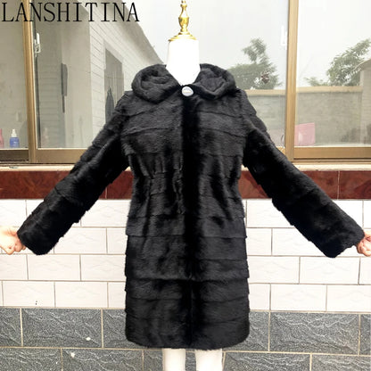 High Quality 100% Real Mink Fur Coat Removable Sleeves And Bottom Winter Genuine Leather Coat And Jacket Natural Fur Coat