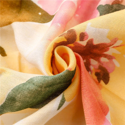 2026 Luxury Brand Ink Painting Floral Tassel Viscose Shawl Scarf Lady High Quality Pashmina Hijab and Wraps Foulard Muslim Sjaal