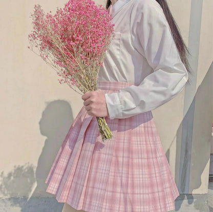 School Girl Uniform Pleated Skirts Japanese School Uniform High Waist A-Line Plaid Skirt Sexy JK Uniforms for Woman Full set