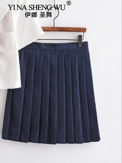 White Japanese Anime High School Girls Student JK Uniforms Cosplay Costume Navy Uniform Pleated Skirt Sailor Suit Korean Style