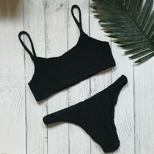 New Hot Sale Sexy Women Push-up Padded Bra Bikini Set Pleated Swimsuit Swimwear Swimming Beach Bathing Costume Bikini Set