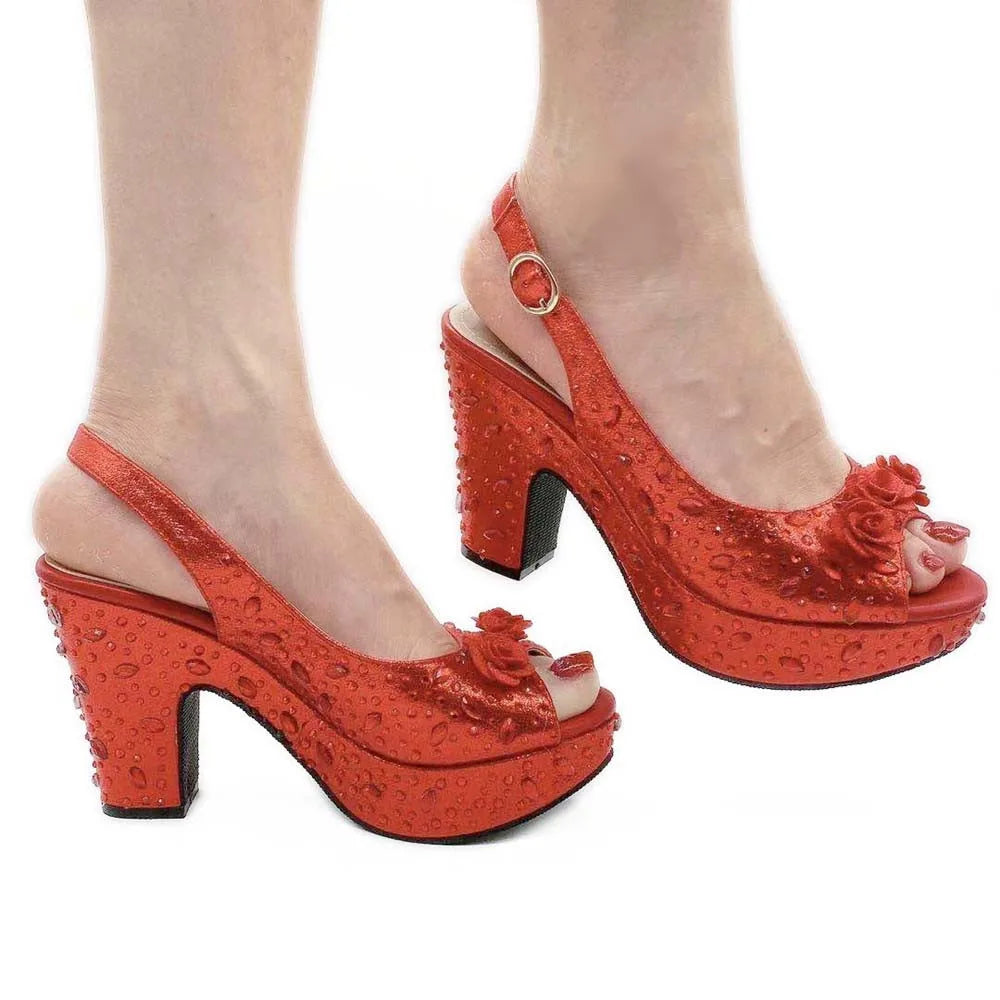 New Arrival Italian Women Shoes and Bag Set Decorated with Rhinestone In Party African Italian Shoes and Bag Set Party Shoes Bag
