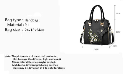 Yogodlns Luxury Embroidery Handbag For Women PU Leather Tassel Crossbody Bag Designer Handle Bag Brand Female Shoudler Bag bolso