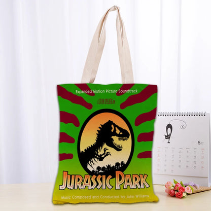 Custom Jurassic Park Logo Tote Bag Reusable Women Canvas Shoulder Bag Handbag Shoulder Pouch Foldable Canvas Shopping Bags