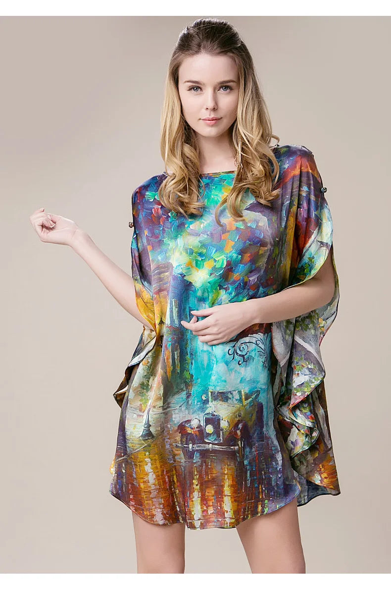 100% Mulberry Silk Nightgowns For Women  Long   Silk Nightdress  Real Silk sleepwear  Ladies Female   Gift Loose Large Free size