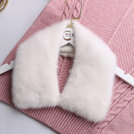 Ms.MinShu Detachable White Black Luxury Real Mink Fur Collar For Men Women Custom Made