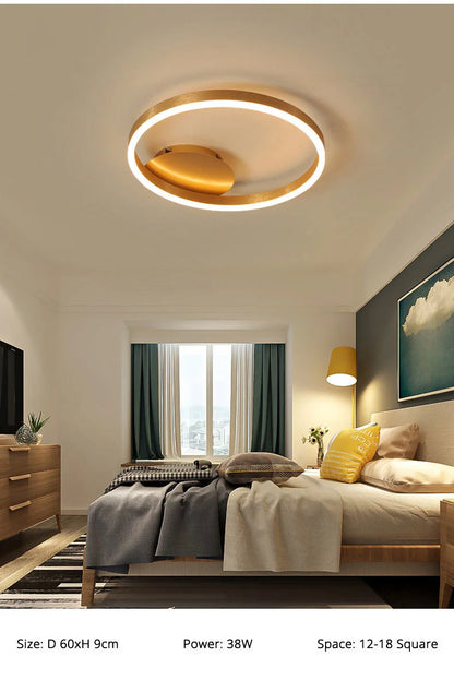 Nordic Creative Round Circle Chandeliers For Bedroom Living Room Restaurant Lighting Golden Coffee Lustre Ring Ceiling Lights