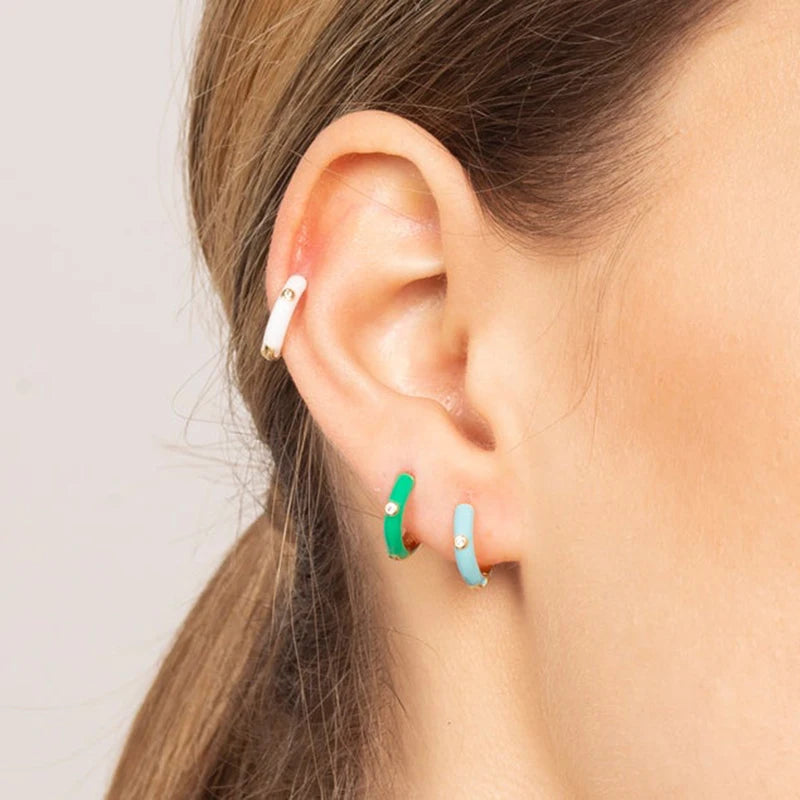 925 Sterling Silver Needle Light Blue Zircon Stud Earrings for Women Fashion Blue Enamel Pendant Earrings Luxury Jewelry Gifts